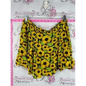 Divided skirt flowers bright Sunflower Print Skirt in Yellow, Green & Black